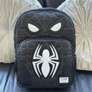 Marvel Spider-Man Black & White Suit Cosplay Quilted Full-Size Backpack: NWT